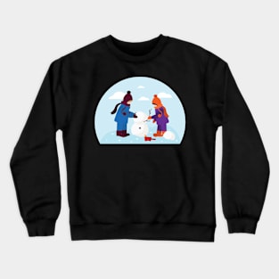 Kids making a Snowman Crewneck Sweatshirt